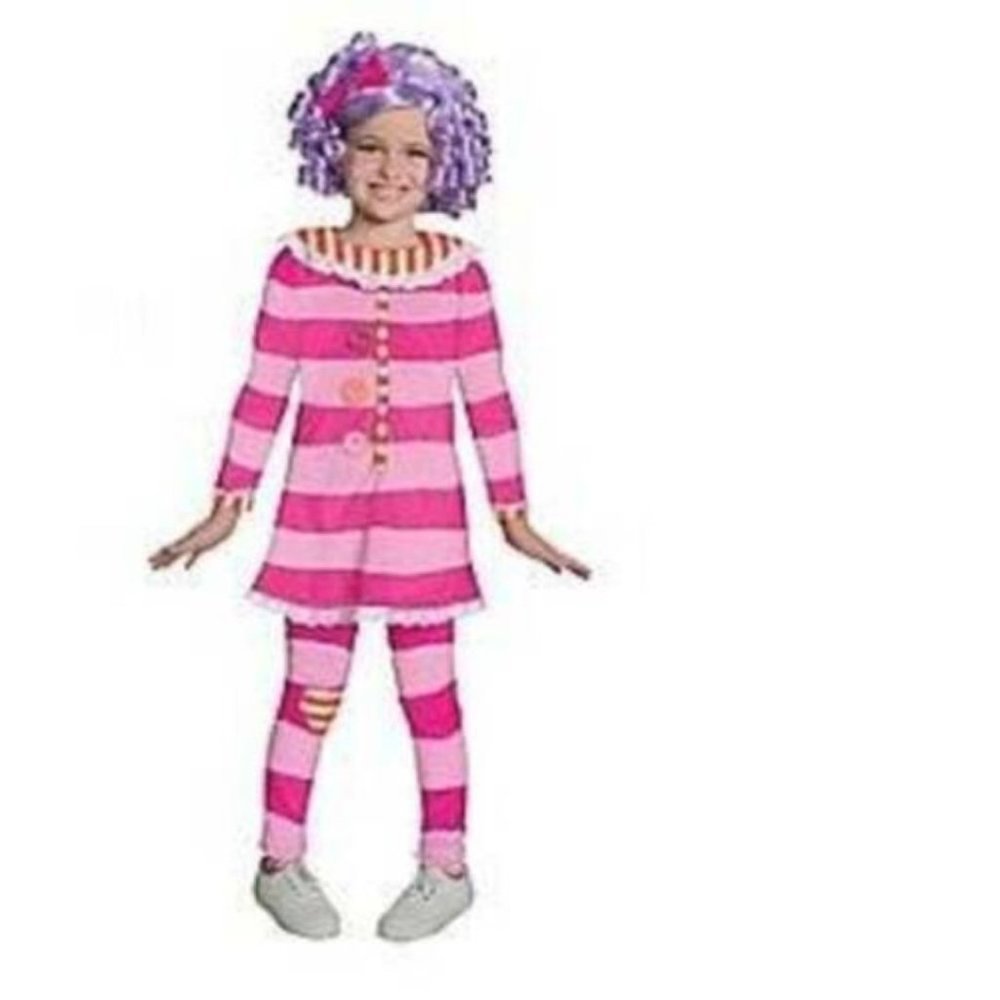 Rag Doll Lalaloopsy & Wig Halloween Costume 4/6 Pajamas Pillow Featherbed 3 Pc